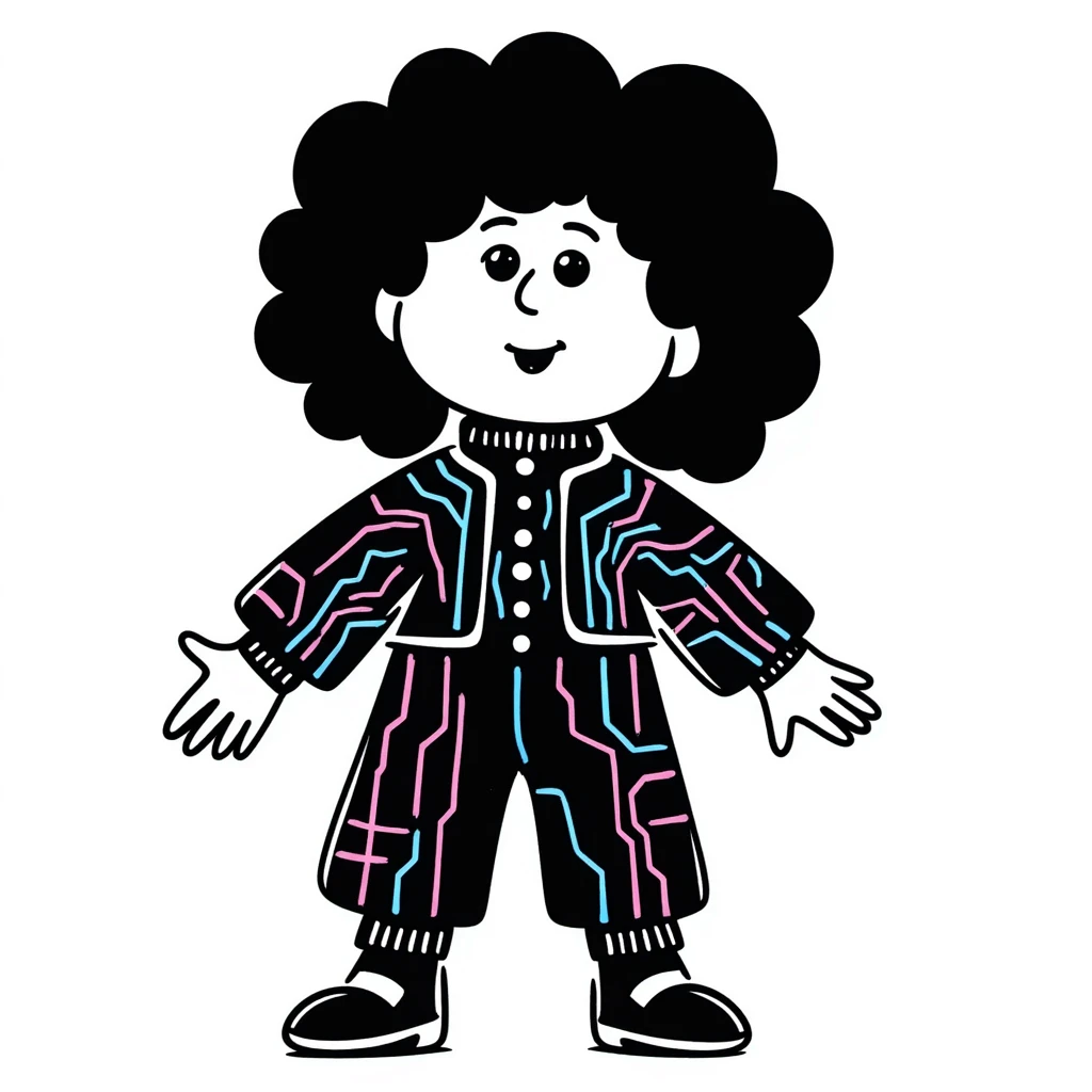 Cabbage Patch Kid as Tron character in 80's retro anime style with neon colors emoji