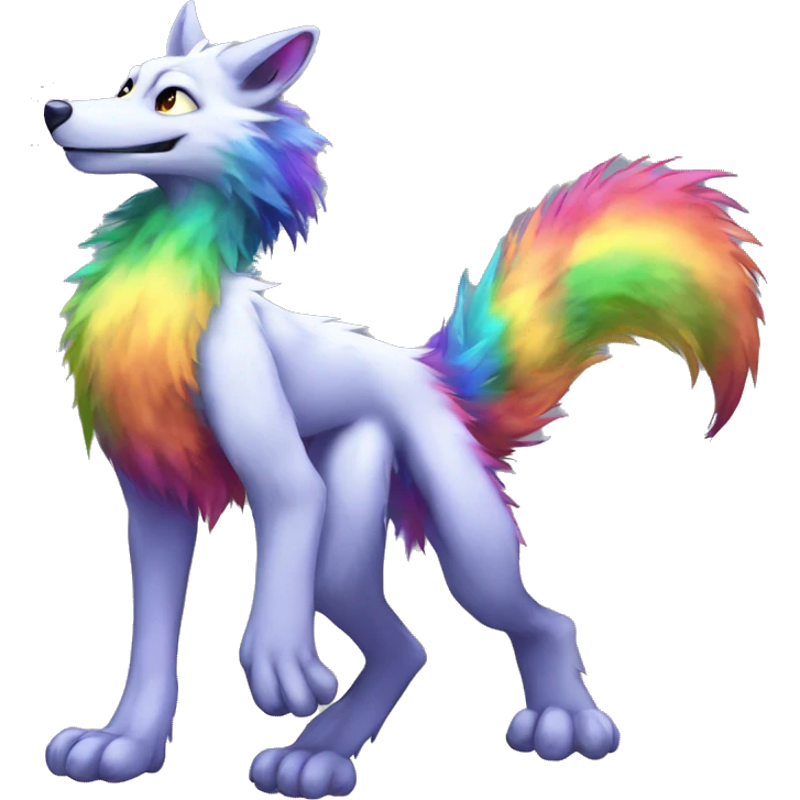 Furry, sparkle, rainbow, animal, anthro, full body, fursona, sergal emoji