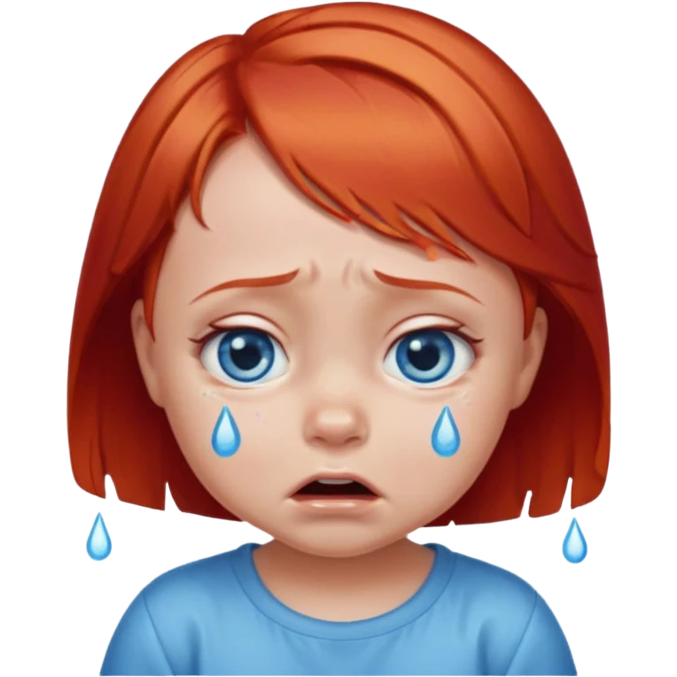 red hair baby girl big eyes short hair crying emoji