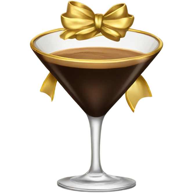 gold rimmed espresso martini glass with gold bow emoji