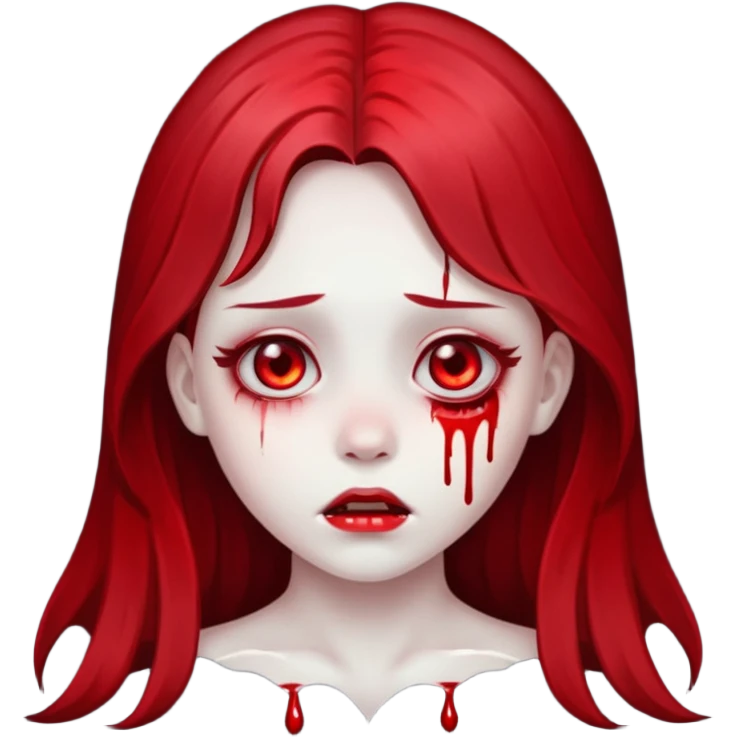 ghost girl face with blood tears emoji