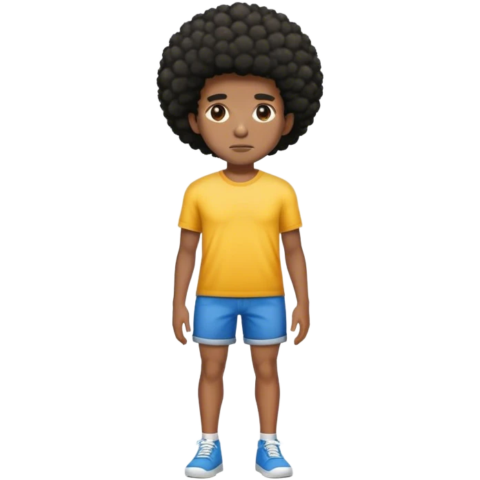 crea una persona afroamericana de pie solo con pantalones cortos emoji