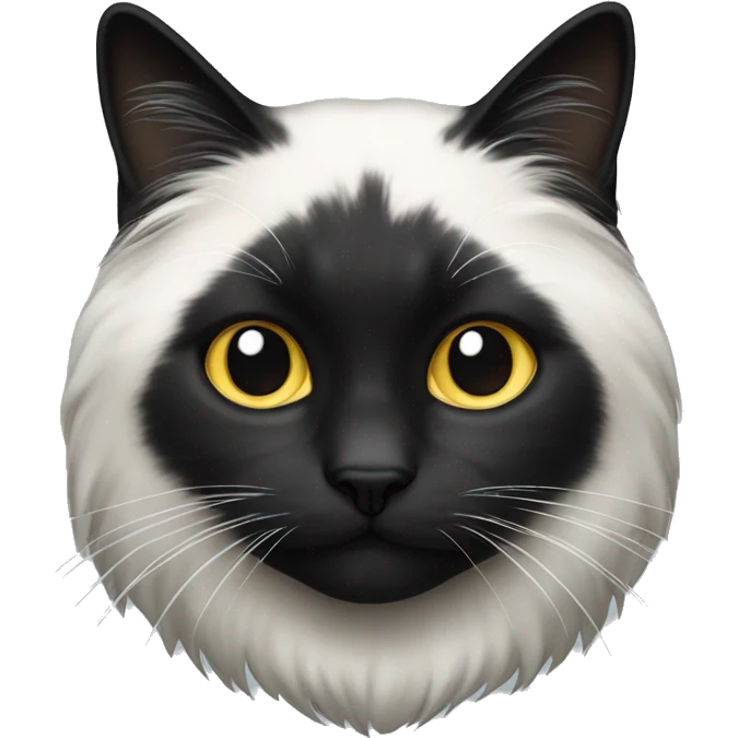 half black and half white long hair cat emoji