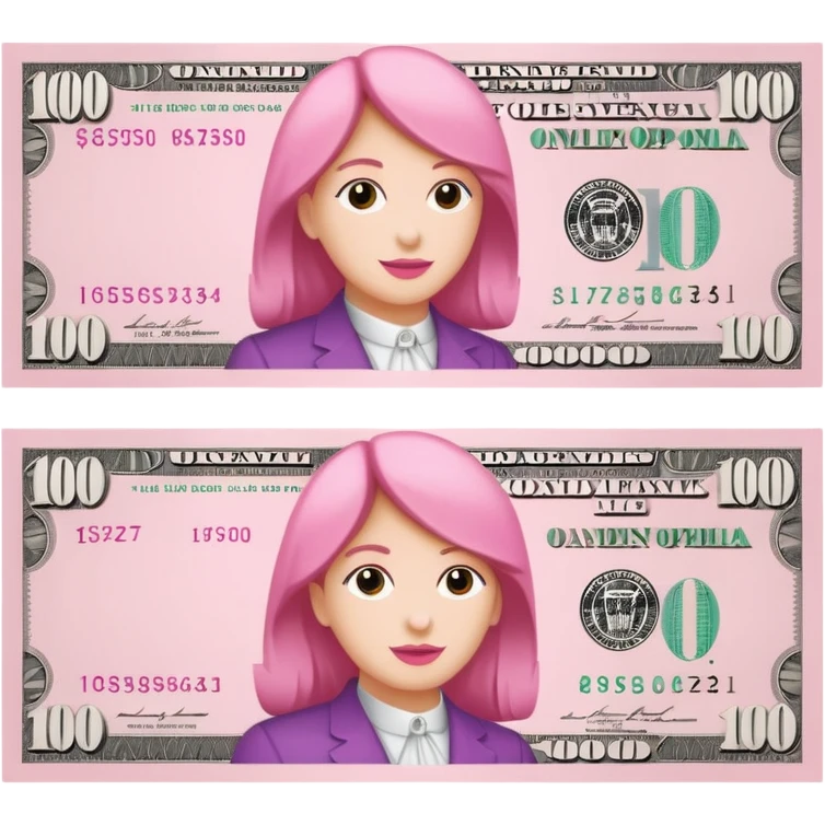 100 usd  en color rosa con este código de color #FDD2EF emoji
