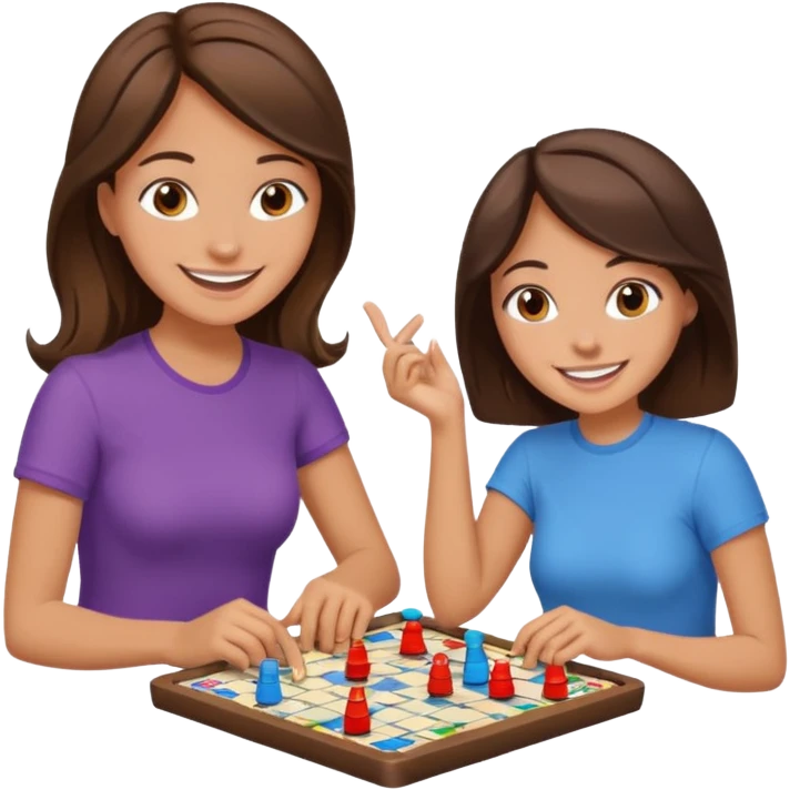 male and female brunette friends playing board game emoji