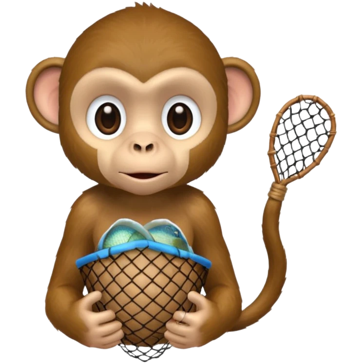 monkey holding fish net emoji