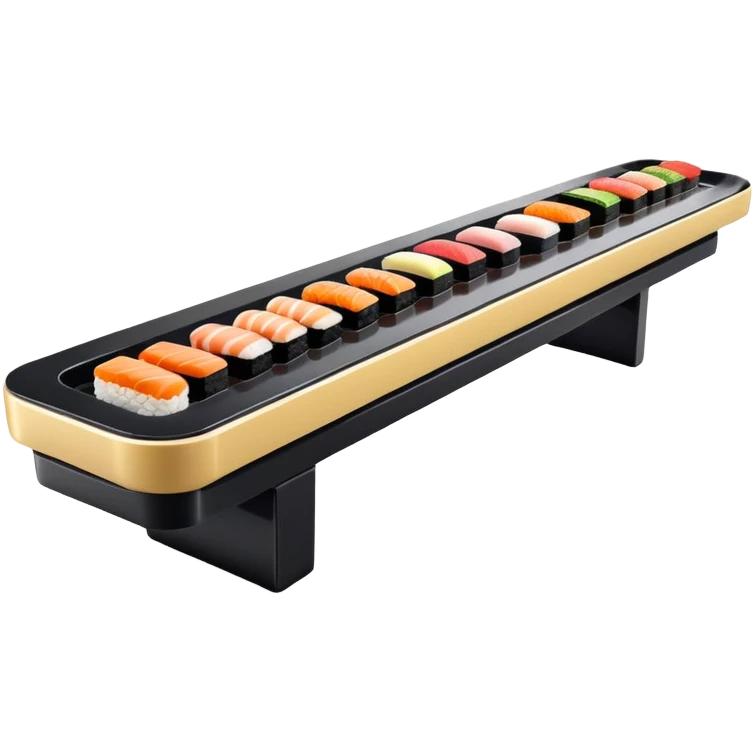 rotating sushi conveyor belt restaurant with colorful sushi plates emoji