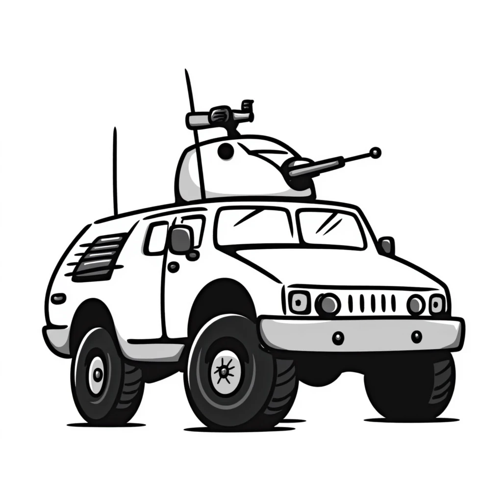 armored humvee military vehicle with roof-mounted turret emoji