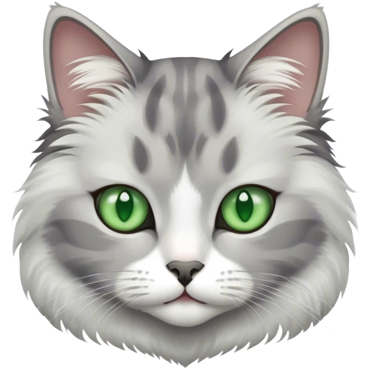 Cat grey and White with Green eyes emoji