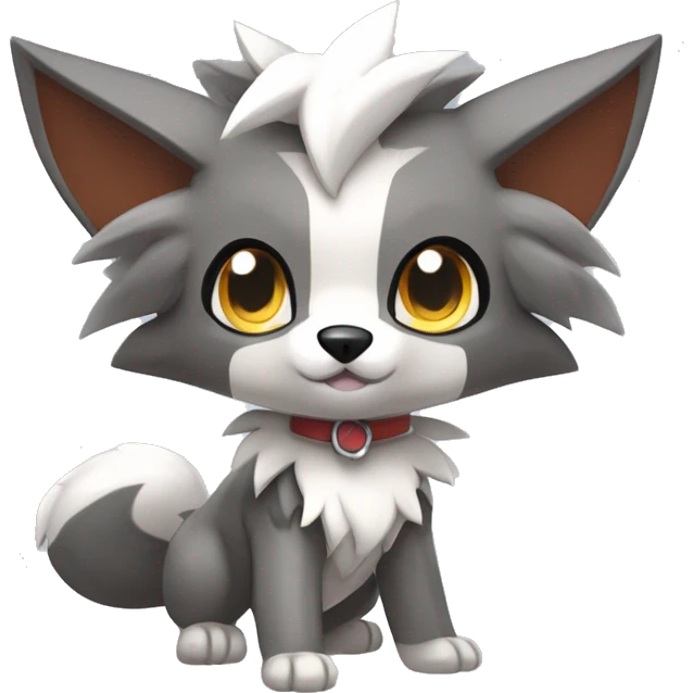 Kawaii Cool Chibi Poochyena-Rocruff-Lycanroc-Pokémon Full Body Detailed High Quality emoji