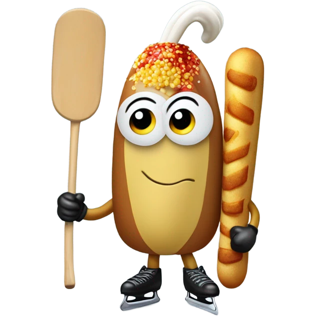 Corn dog playing hockey emoji