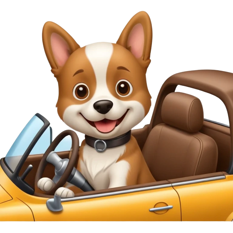 Dog driving a car emoji