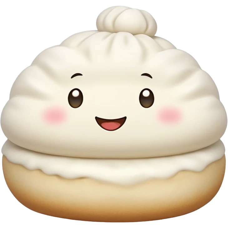 A chinese steamned bun who is happy emoji