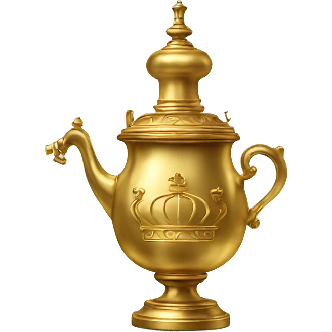 Golden royal samovar with baranki on a side  emoji