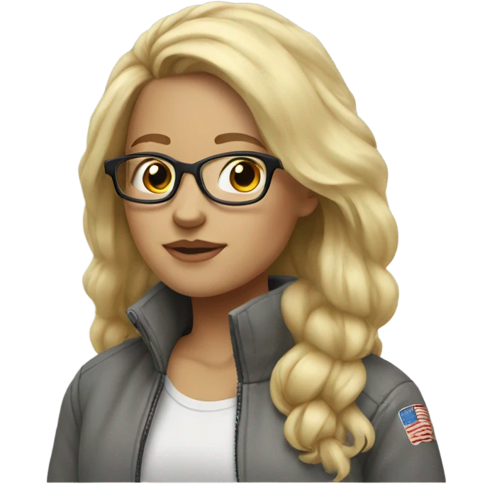 Blonde girl with glasses, and grey bomber jacket emoji