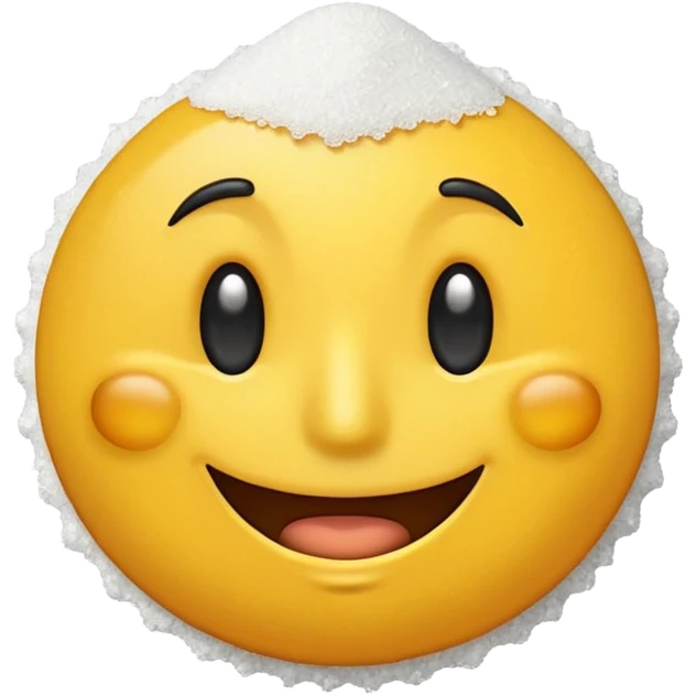 Happy face emoji with big nose in front of pile of granulated salt emoji