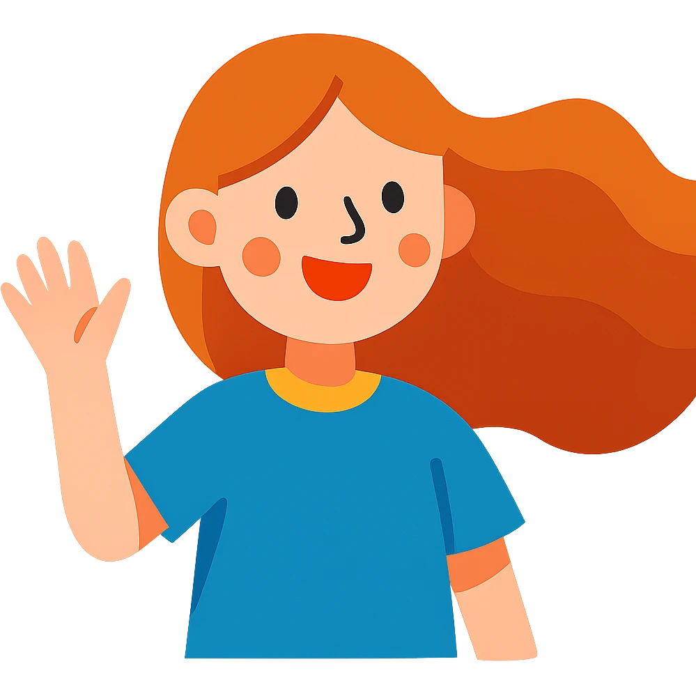 smiling girl with long, waving hair and white skin emoji