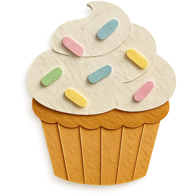 funfetti cupcake with pastel sprinkles emoji