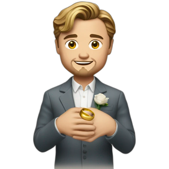 Leonardo DiCaprio holding a wedding ring emoji