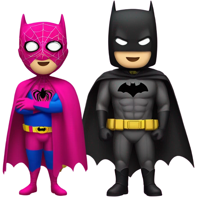 Batman and pink spiderman emoji