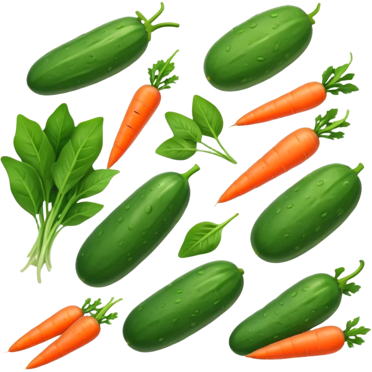 cucumbers, spinach, carrots  emoji