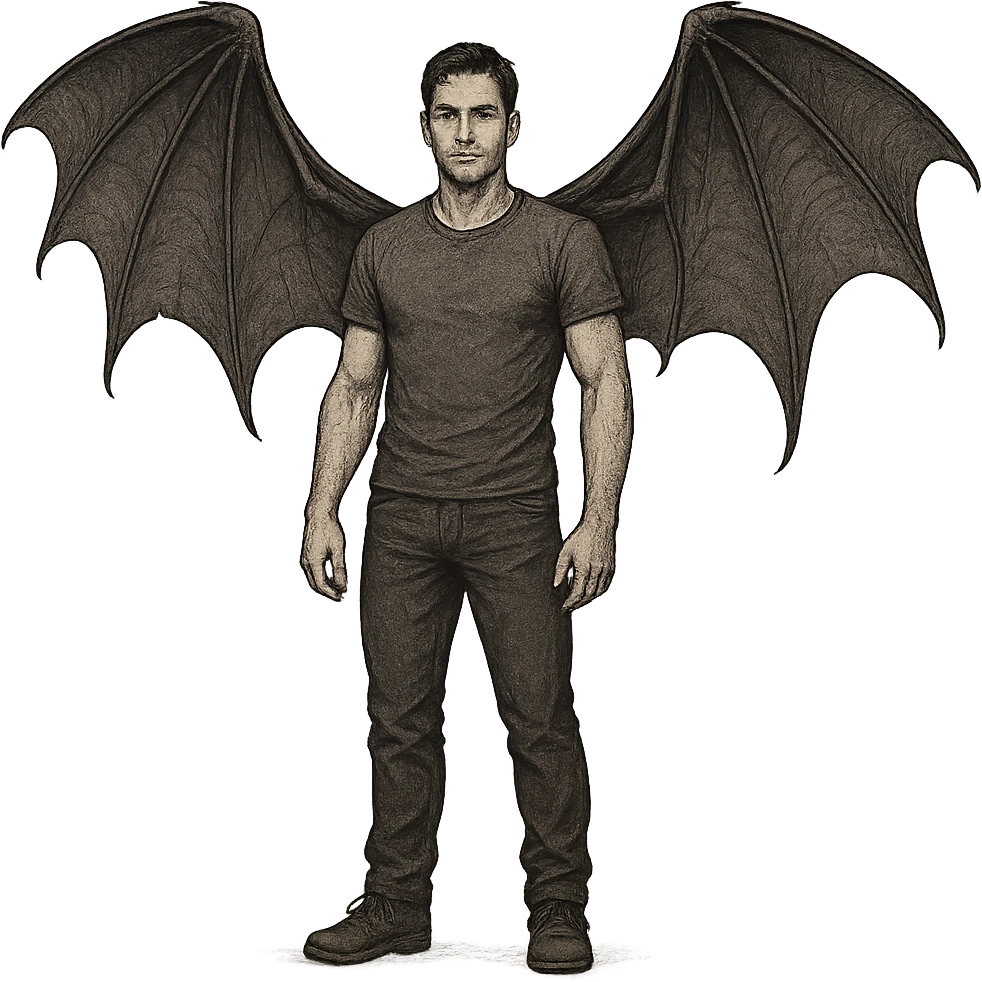 man with bat wings emoji