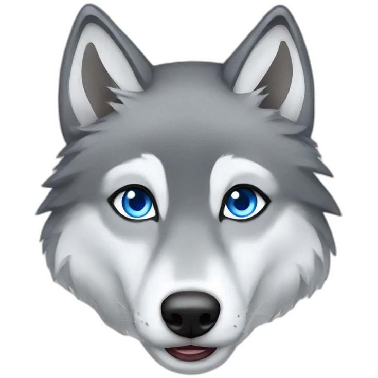 Female grey wolf blue eyes emoji
