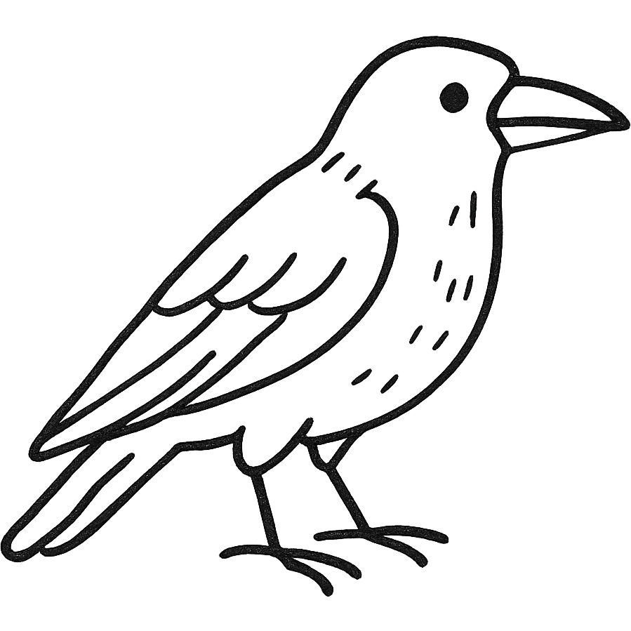 hand-drawn outlined crow emoji