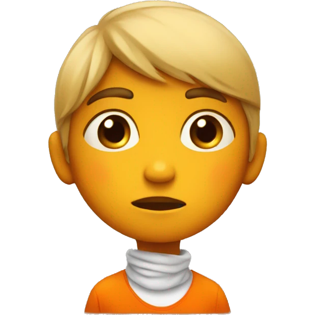 sad child in a bright orange clothes emoji