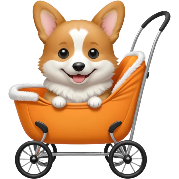 photorealistic corgi in a stroller, emoji style emoji