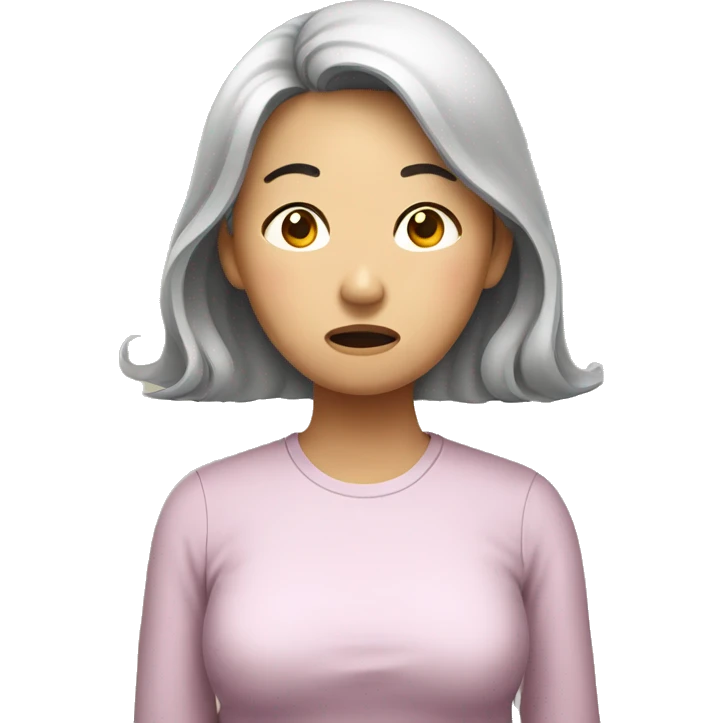Worried, mother, Korean, Asian, emoji