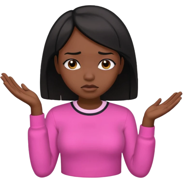 Dark skin girl asking for money with hand out make her more fabulous but still a clean look with a black bob and pink shirt  emoji