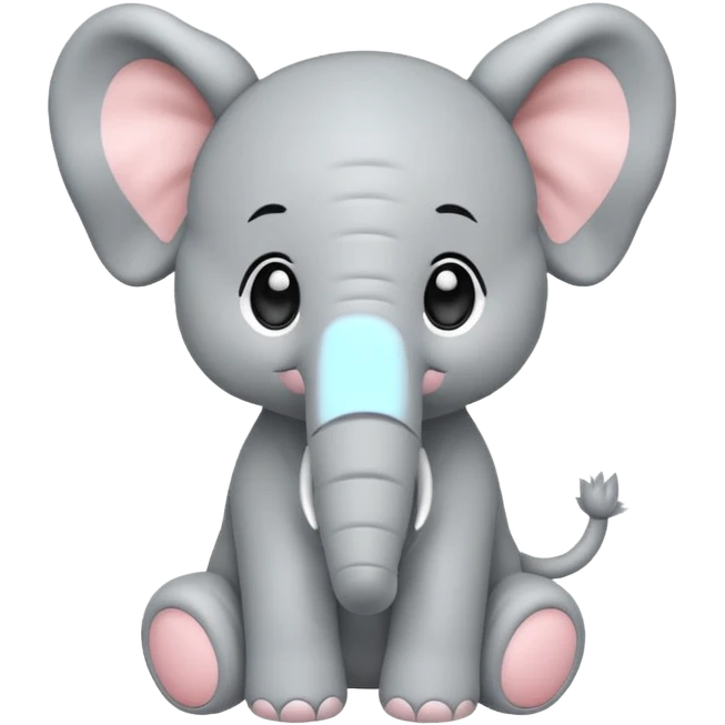 Chibi style Plush elephant emoji