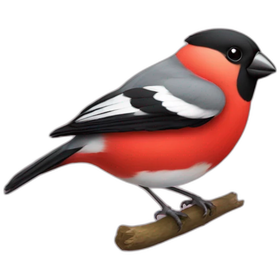 Bullfinch with flying hearts around  emoji