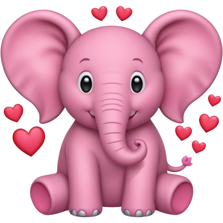 une éléphant rose amoureux avec des coeurs emoji