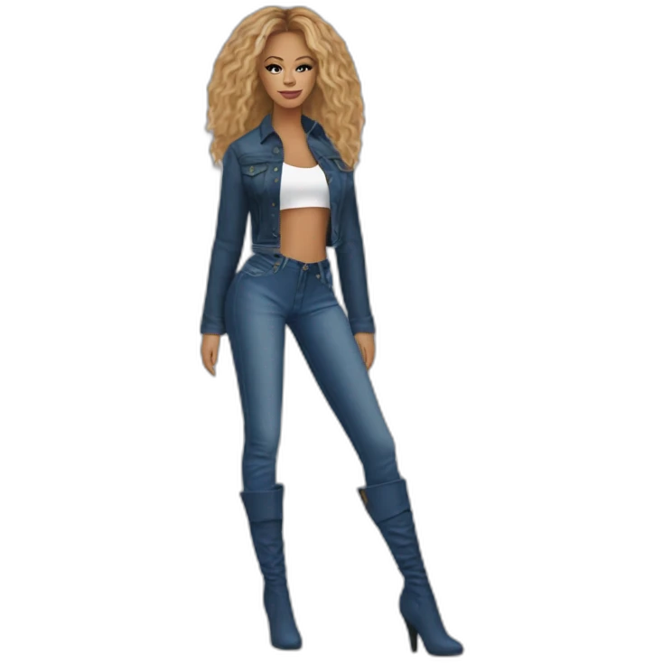 Beyoncé with tight blue jeans and overknee boots emoji