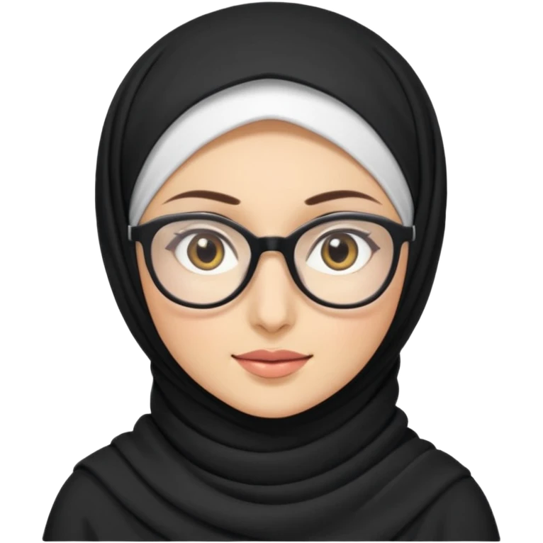 hijabi with fair skin and big glasses she has light eyes emoji