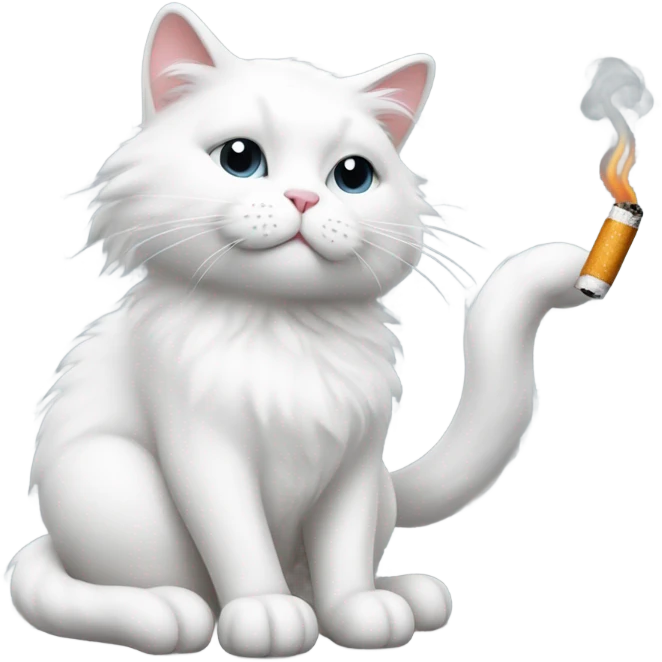 White cat smoking  emoji