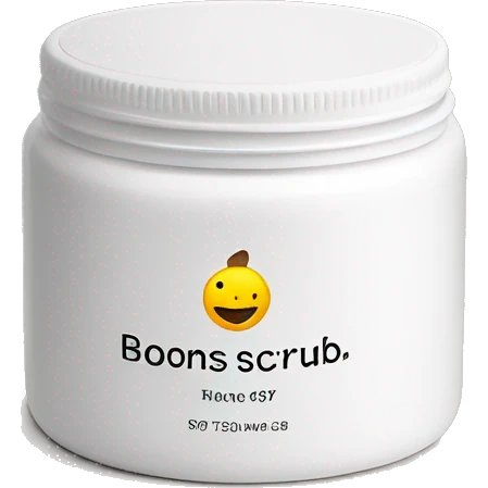 body scrub pot with label emoji