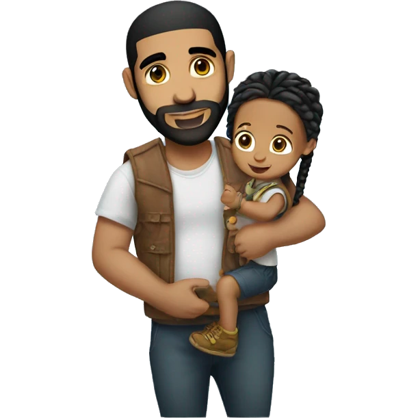 drake holding a child with braids emoji