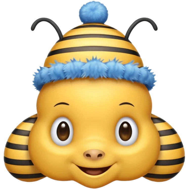 
Bees with blue Birthday Hat, Happy bee with striped party hat emoji