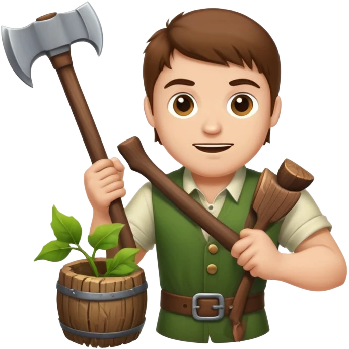 Jack swing the axe and began to cut down the beanstalk emoji