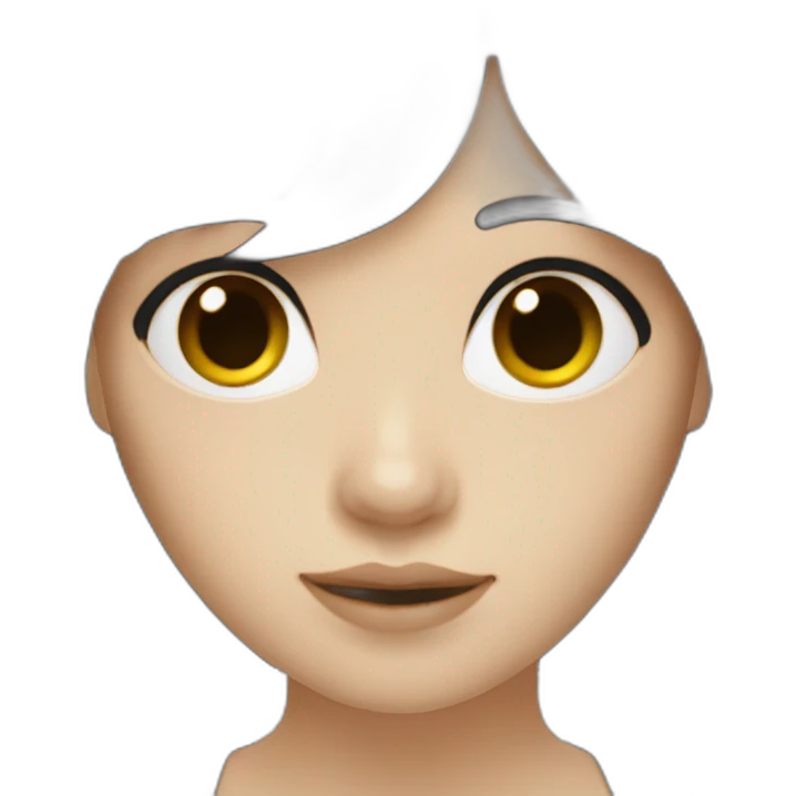 white women long black hair with bangs emoji