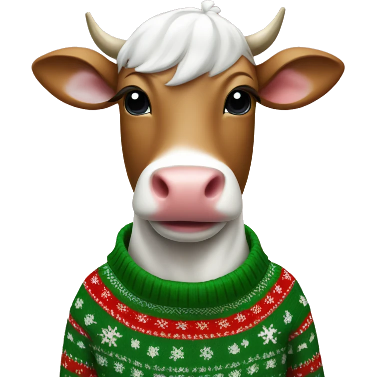 Cute Cow wearing Christmas Sweater  emoji