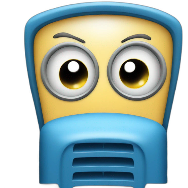 cartoon blue tractor with eyes emoji