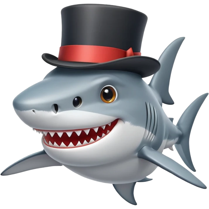 Shark with a top hat emoji