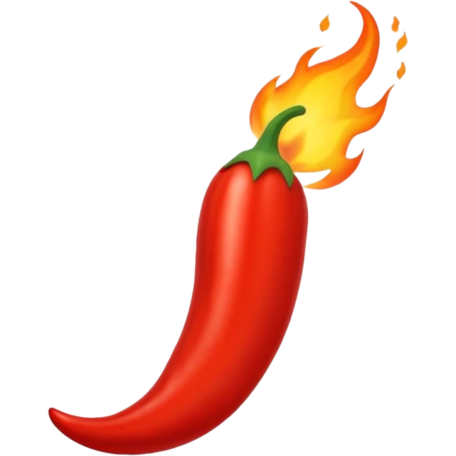 un piment rouge allongé avec une flamme emoji