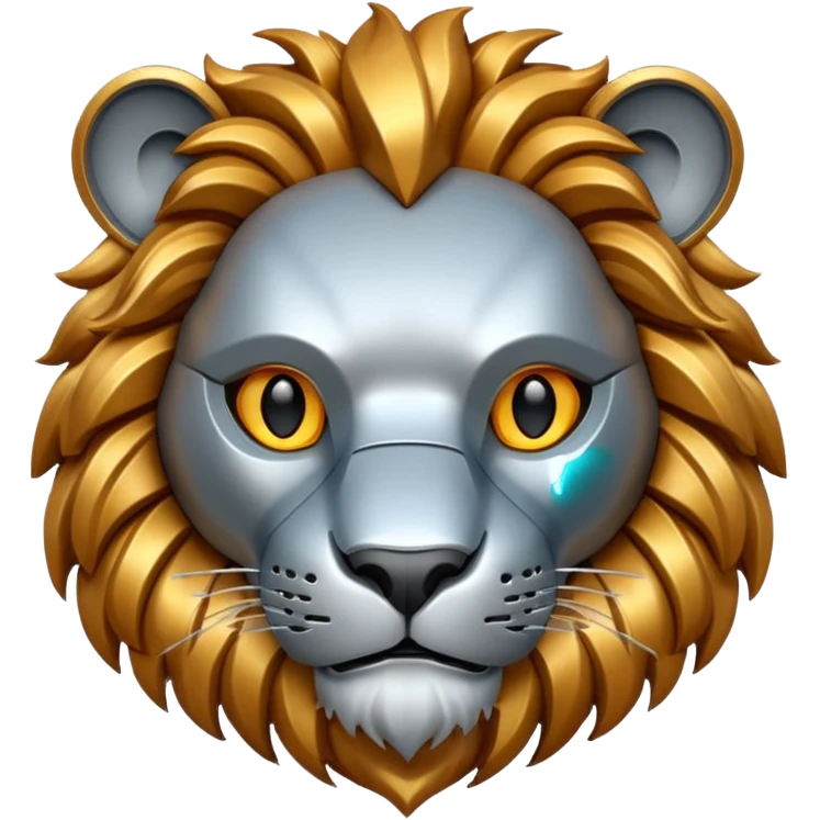 robot lion head with iron skin emoji