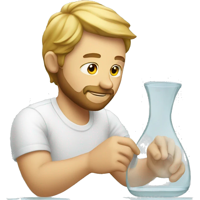 white man creating artwork on glass emoji