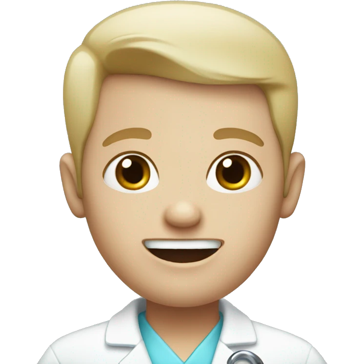 Dentist without hair and with blue eyes emoji
